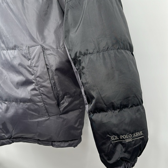 U.S. Polo Association Puffer Coat Sz M, Black/Gray - Picture 4 of 7